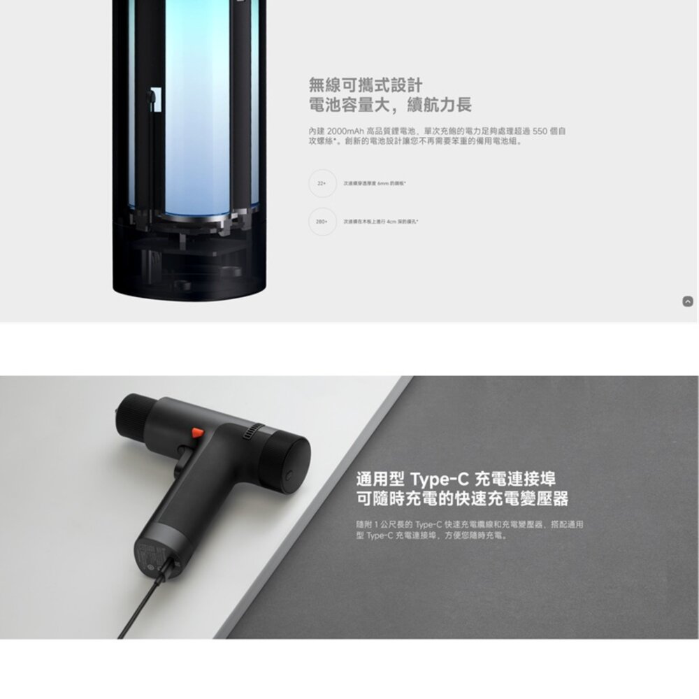 【MJWSZNJYDZ001QW】 小米 智慧家用電鑽 配備鋰電池 強力無刷馬達 30Nm扭矩 智慧顯示幕-圖片-7