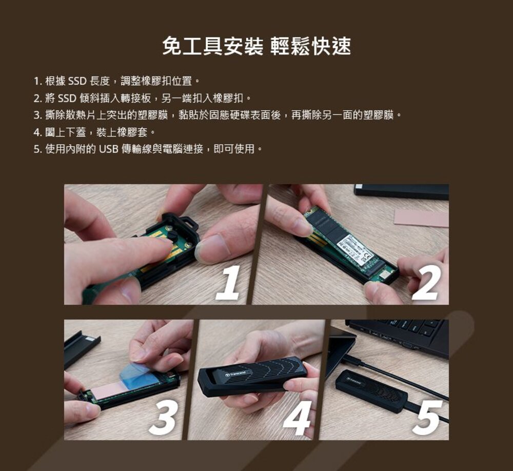 【TS-CM10G】 創見 M.2 PCIe / SATA 全長度適用 SSD 固態硬碟 外接盒 套件-圖片-5