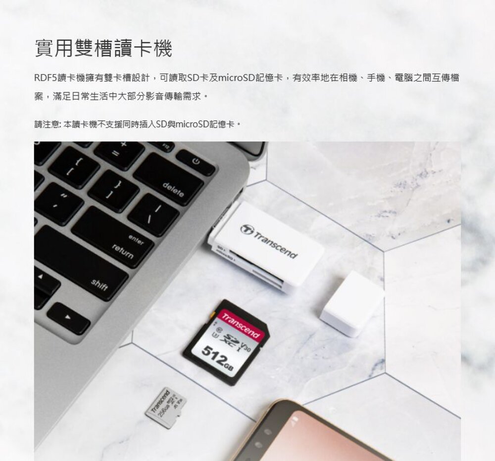 【TS-RDF5】 創見 RDF5 USB 3.1 讀卡機 支援 Micro SD 兩年保固-圖片-2