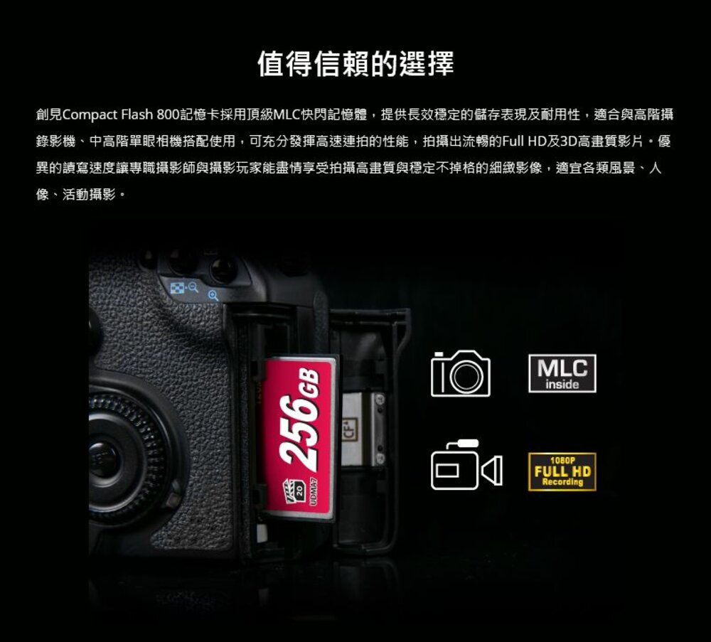 【TS128GCF800】 創見 128GB CF 記憶卡 頂級 MLC 顆粒 800X 支援高階相機-圖片-1