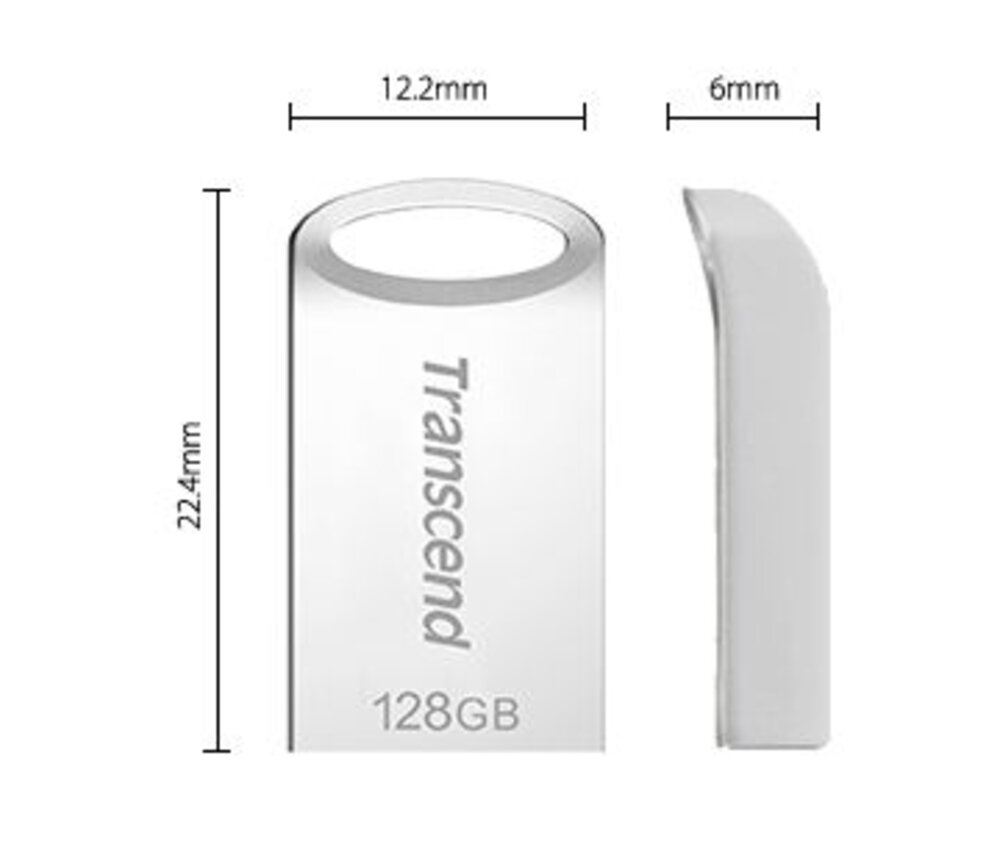 【TS128GJF710S】 創見 128GB JF710 USB 3.1 霧面銀 金屬外殼 短版 隨身碟-圖片-2