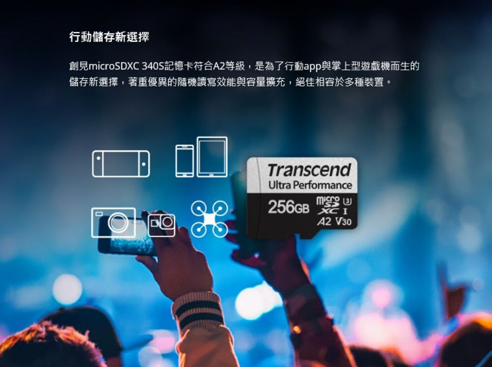 【TS128GUSD340S】 創見 128GB 340S Micro-SD 記憶卡 支援 A2 APP加速-圖片-1