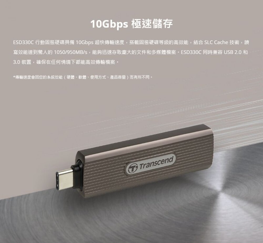 【TS1TESD330C】 創見 1TB 伸縮式 SSD 隨身碟 type-C介面 5年保固-圖片-2