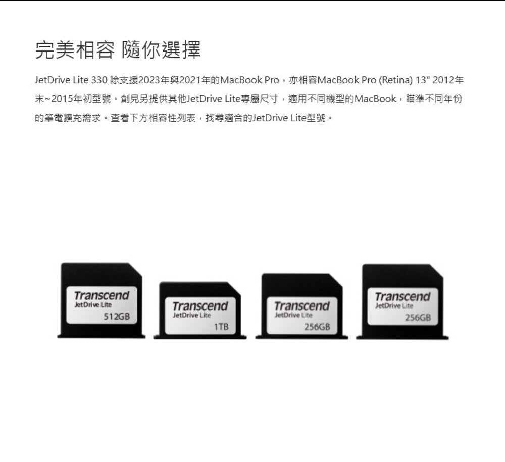 【TS1TJDL330】 創見 1TB 擴充卡 MacBook Pro 13