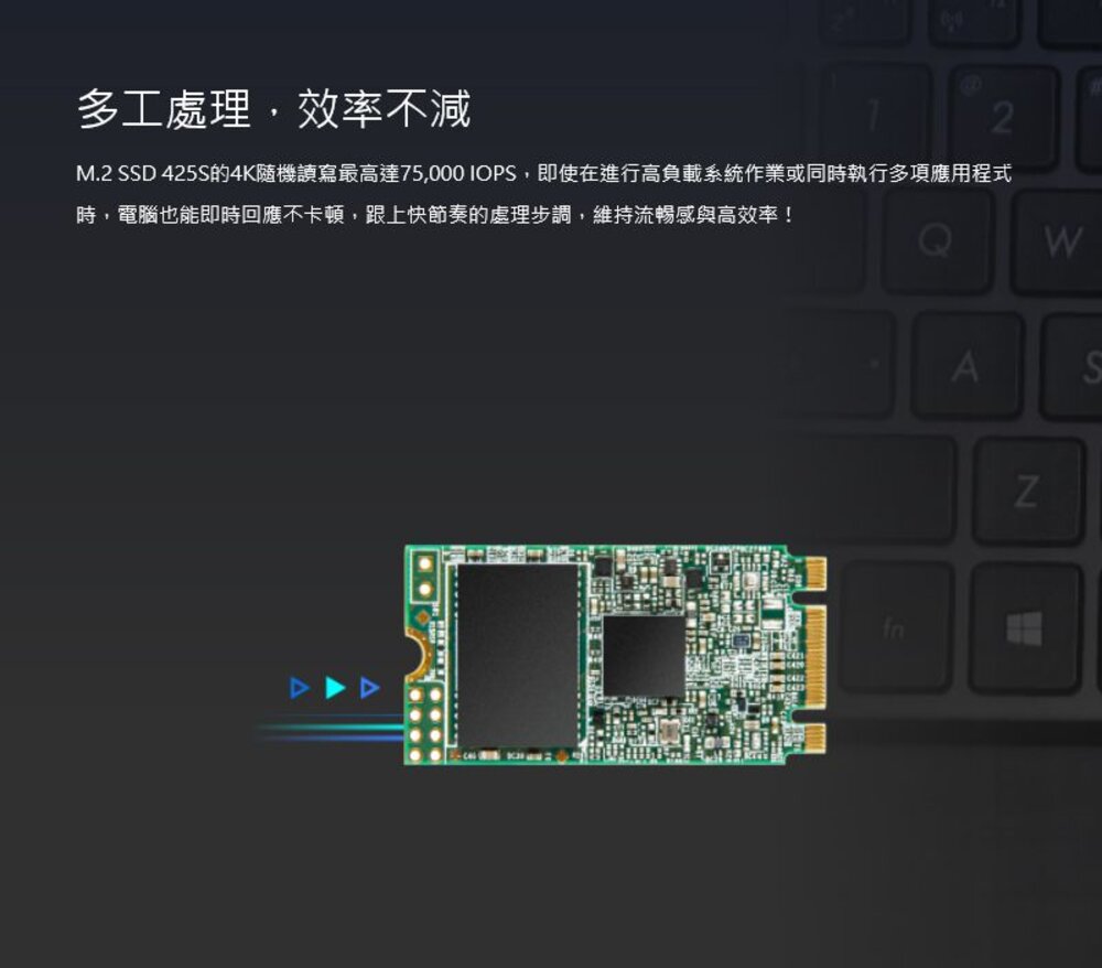 【TS250GMTS425S】 創見 250GB 425S M.2 2242 SSD 固態硬碟 SATA 3-圖片-3