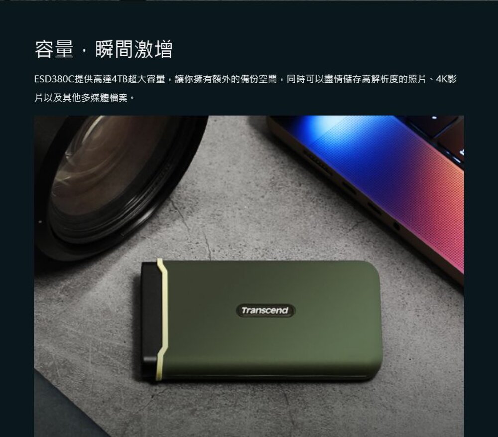【TS2TESD380C】 創見 2TB SSD 行動固態硬碟 ESD380C 軍規防震 5年保固-圖片-3