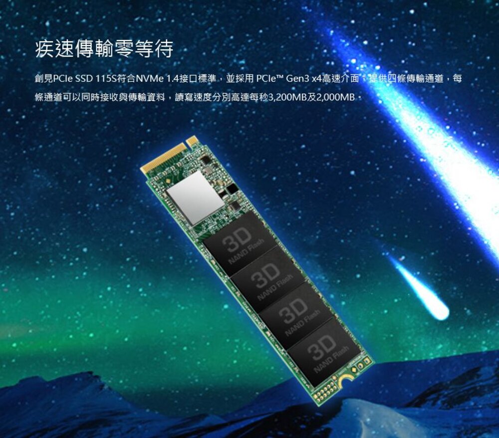 【TS2TMTE115S】 創見 2TB M.2 PCIe NVMe SSD 固態硬碟 5年保固-圖片-1