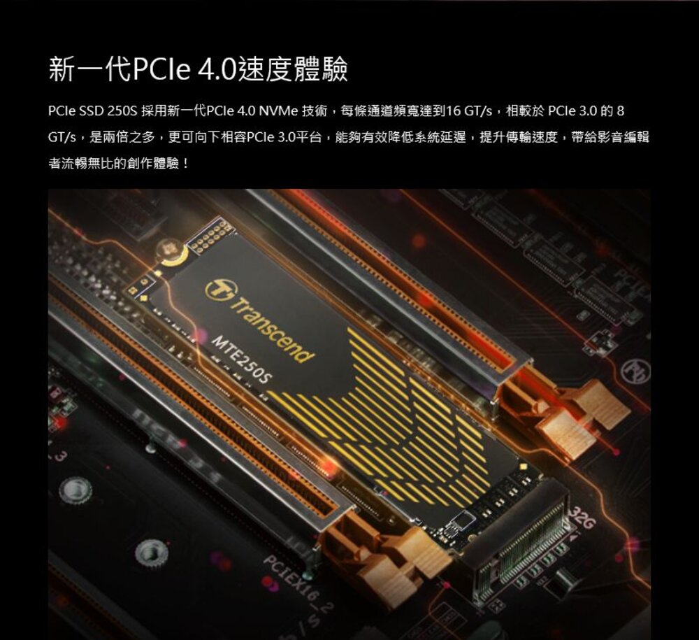 【TS2TMTE250S】 創見 2TB M.2 NVMe PCIe SSD 固態硬碟 採超薄石墨烯散熱片-圖片-2