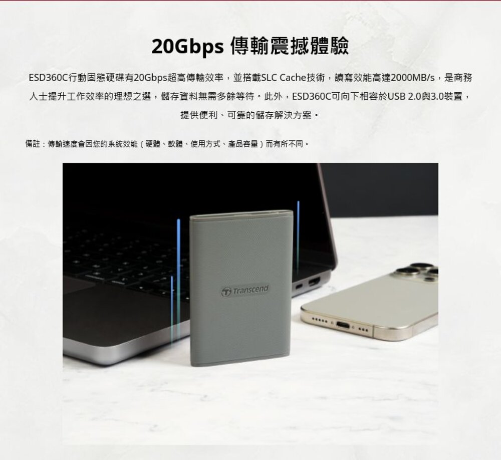 【TS4TESD360C】 創見 4TB ESD360C 高速 外接 行動 固態硬碟 5年保固-圖片-1