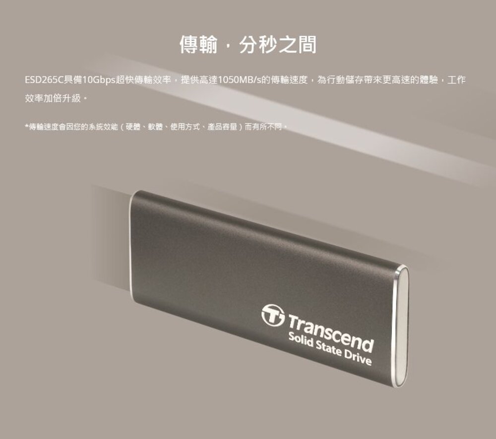 【TS500GESD265C】 創見 500GB 行動固態硬碟 僅附 USB-C 傳輸線 5年保固-圖片-1
