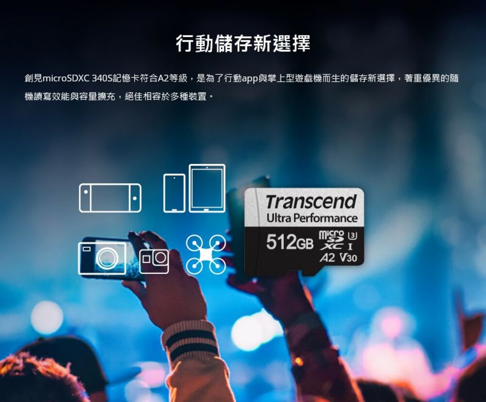 【TS512GUSD340S】 創見 512GB 340S Micro-SD 記憶卡 支援 A2 APP加速-圖片-1