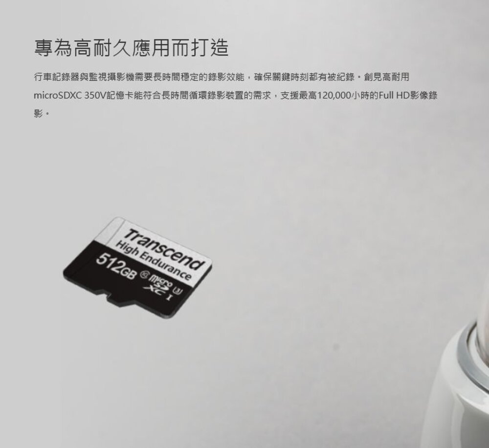 【TS512GUSD350V】 創見 512GB micro SDXC 高耐用記憶卡 行車記錄器 監視攝影機-圖片-1