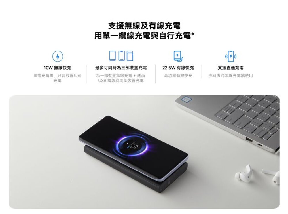 【WPB15PDZM】 小米 Xiaomi 10000mAh 無線 有線 雙模式 行動電源 支援直通充電-圖片-2