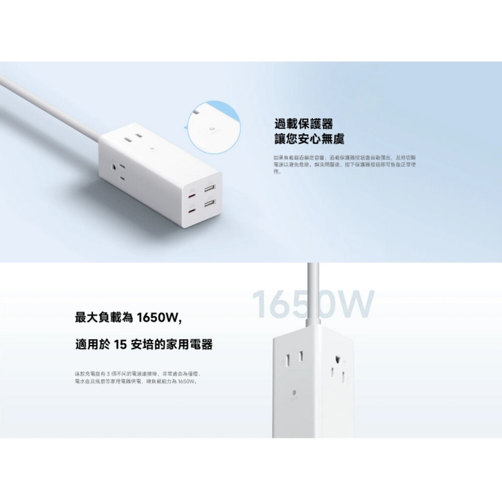 【XMCDZ01US】 小米 Xiaomi 65W GaN 延長線 充電器 快速充電 時尚設計-圖片-3