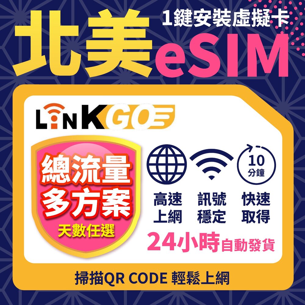 02350005-1-【LinkGO】白鑽卡 北美 eSIM卡 上網卡 每日流量/總流量方案 高速流量(北美網卡 美國 加拿大 墨西哥 巴拿馬