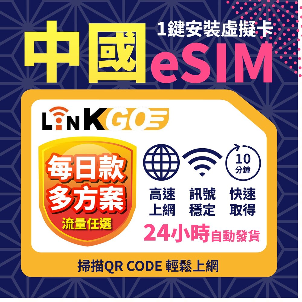 251019021651 - 【LinkGO 白鑽卡】中國eSIM 每日流量款 多天多組合方案  5G/4G高速 中國 西藏 新疆