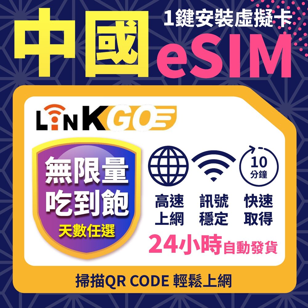 251019040501-【LinkGO 白鑽卡】中國eSIM 無限量吃到飽 多天多組合方案 上海 北京 西藏 新疆