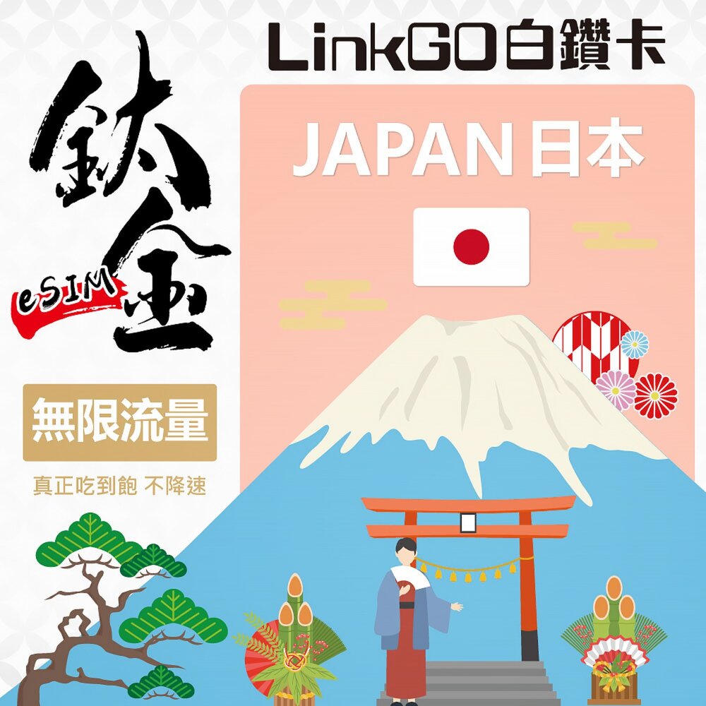 251031142136 - 【LinkGO 白鑽卡】日本eSIM 鈦金款 無限量吃到飽 多天多組合方案 支援熱點 5G/4G高速 雙電信 日本 北海道 東京