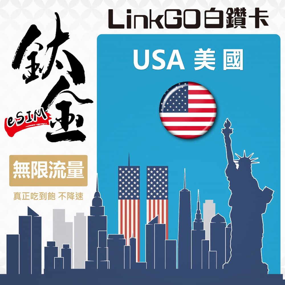 251031145919-【LinkGO 白鑽卡】美國eSIM 鈦金款 無限量吃到飽 支援熱點 3~10天多組合方案  5G/4G高速 多電信 紐