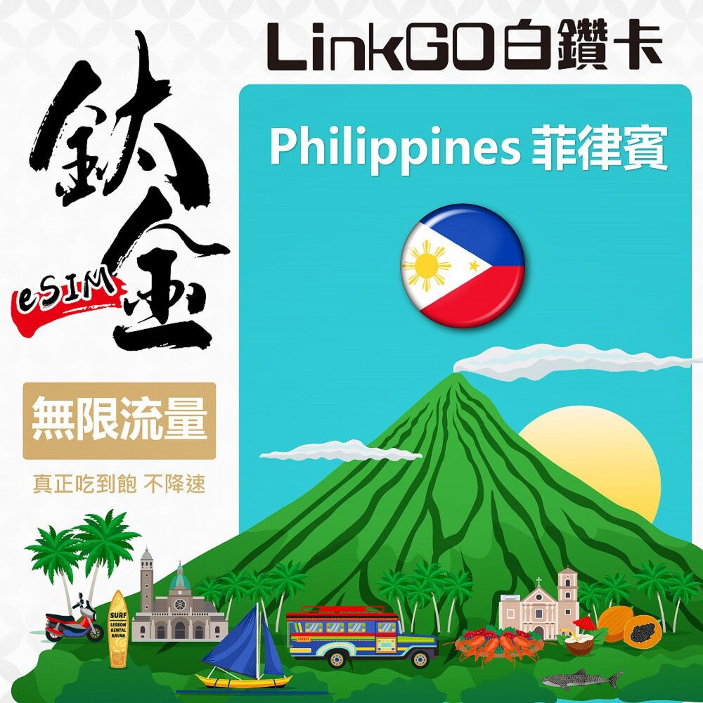 251031154655-【LinkGO 白鑽卡】菲律賓eSIM 鈦金款 無限量吃到飽 支援熱點 多天多組合方案  5G/4G高速 多電信 馬尼拉