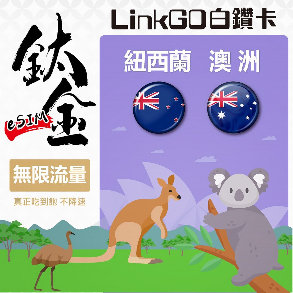251103132555-【LinkGO 白鑽卡】紐澳eSIM 鈦金款 10~30多天組合 無限流量吃到飽 支援熱點  5G/4G高速 紐西蘭 澳