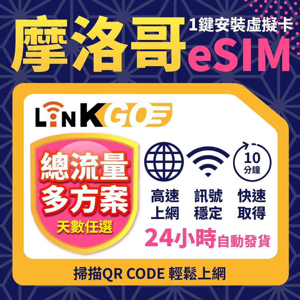 MAR30-1-【LinkGO】白鑽卡 摩洛哥原生 eSIM卡 Maroc Telecom Orange電信 30天總流量10GB(摩洛