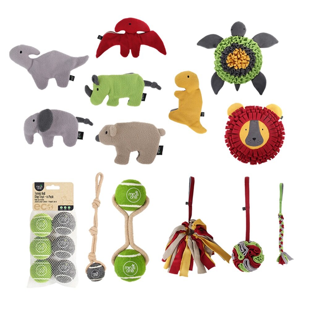 Minus One 邁樂思|環保法絨 響紙玩具 拉扯玩具 藏食玩具系列|彈跳活力 拉拉球系列 狗玩具『WANG』-圖片-1