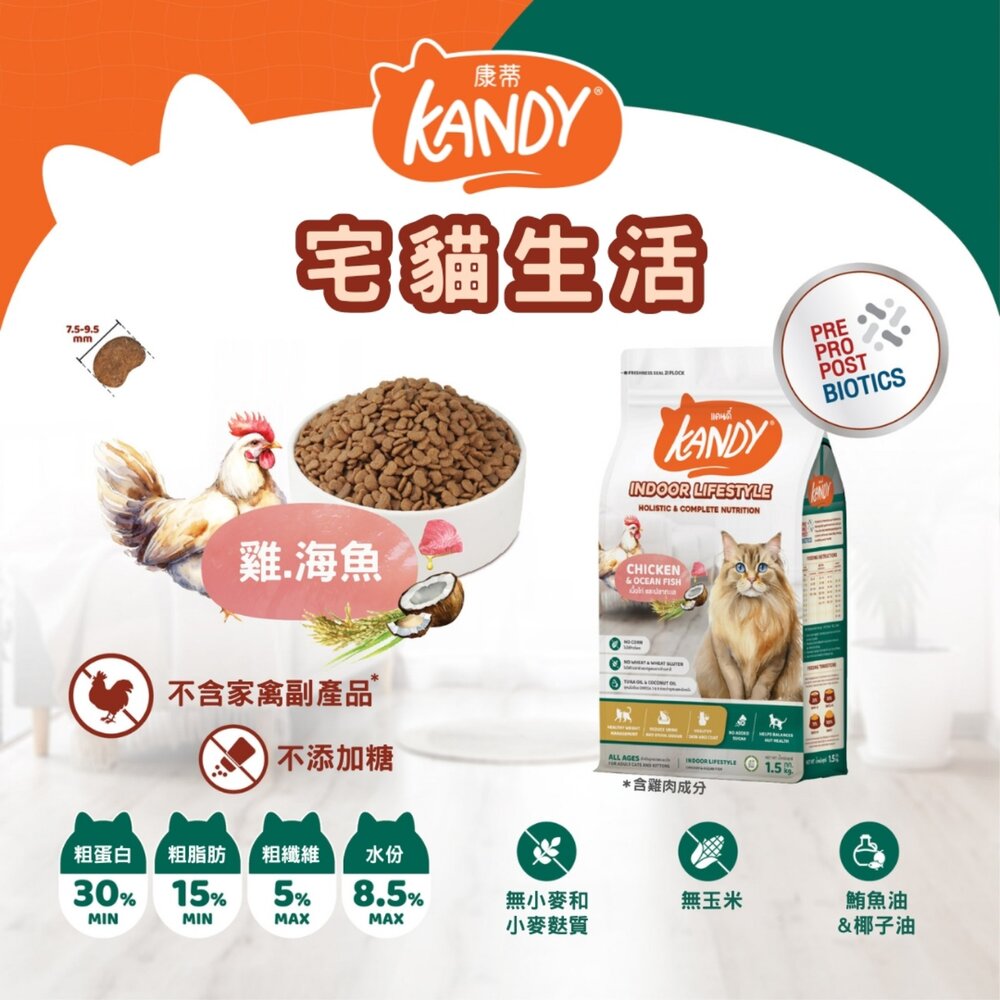 KANDY 康蒂 貓糧系列 1.5kg 宅貓生活 鮭魚天堂 偏愛鮪魚 水解鮪魚 貓主食 貓乾糧 貓飼料『WANG』-圖片-3