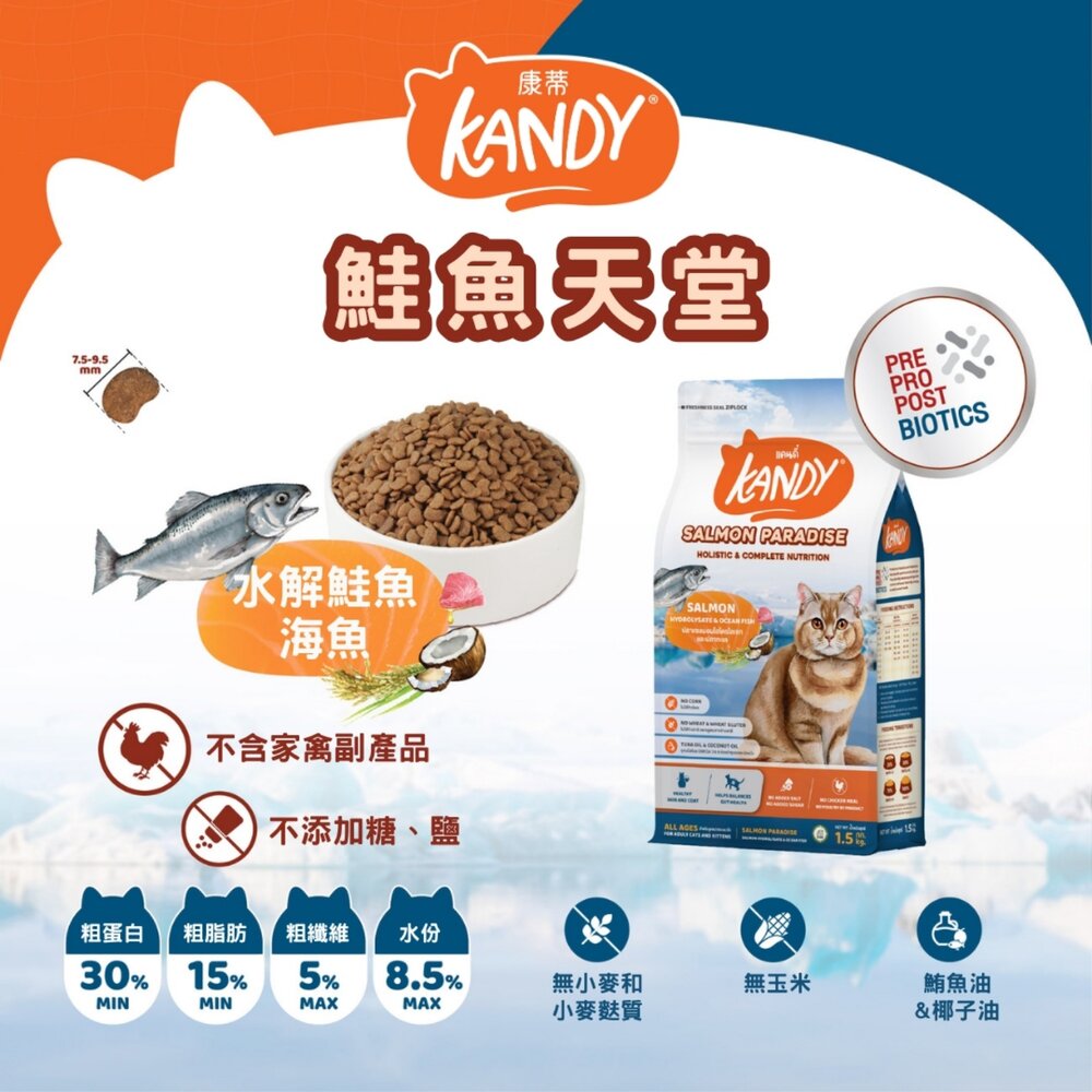 KANDY 康蒂 貓糧系列 1.5kg 宅貓生活 鮭魚天堂 偏愛鮪魚 水解鮪魚 貓主食 貓乾糧 貓飼料『WANG』-圖片-4