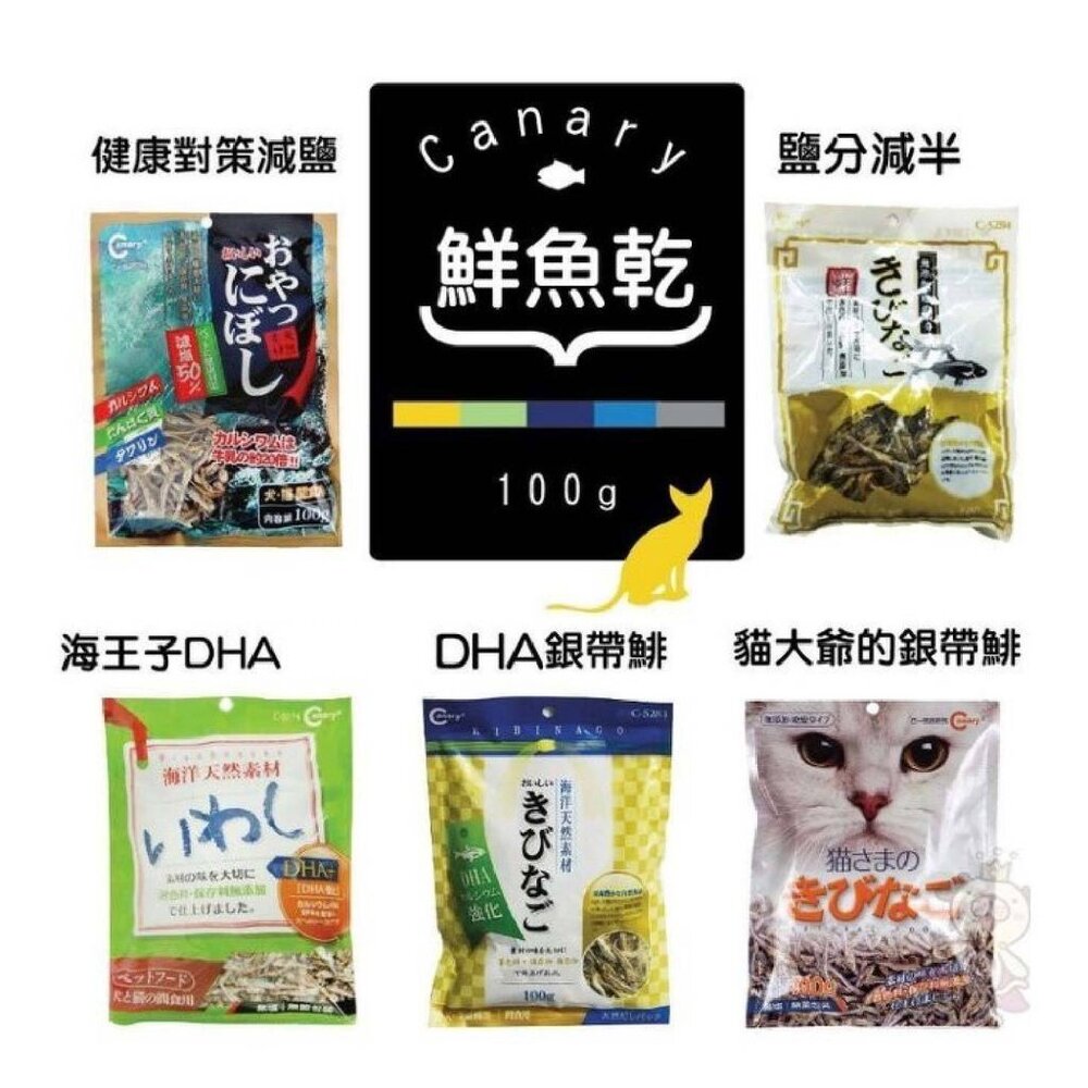 020200841-1-台灣海味 Canary 小魚乾【5包組】DHA魚乾 減鹽魚乾 海王子DHA乾魚 健康對策 貓大爺 貓零食『WANG』