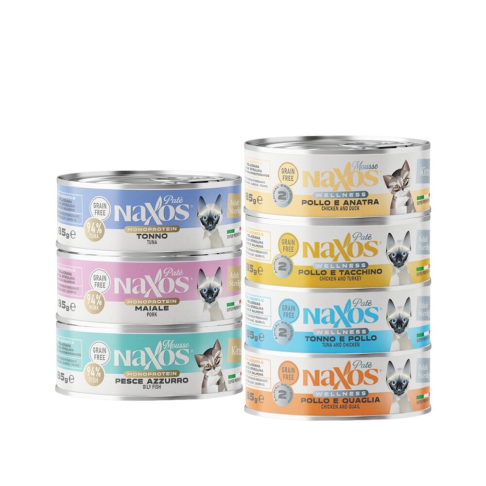 義大利 Naxos 納索斯 貓無穀物主食罐85g【12罐組】成貓、幼貓專用 主食罐 肉泥 慕斯 主食罐 貓罐頭『WANG-圖片-1