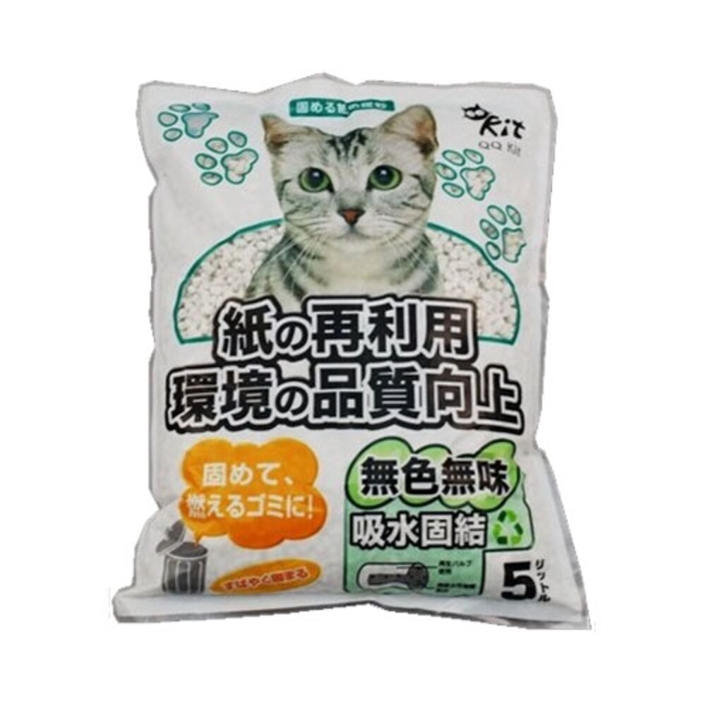 050100255-1-QQ KIT 環保紙貓砂 原味5L【8包組免運】  貓砂『WANG』