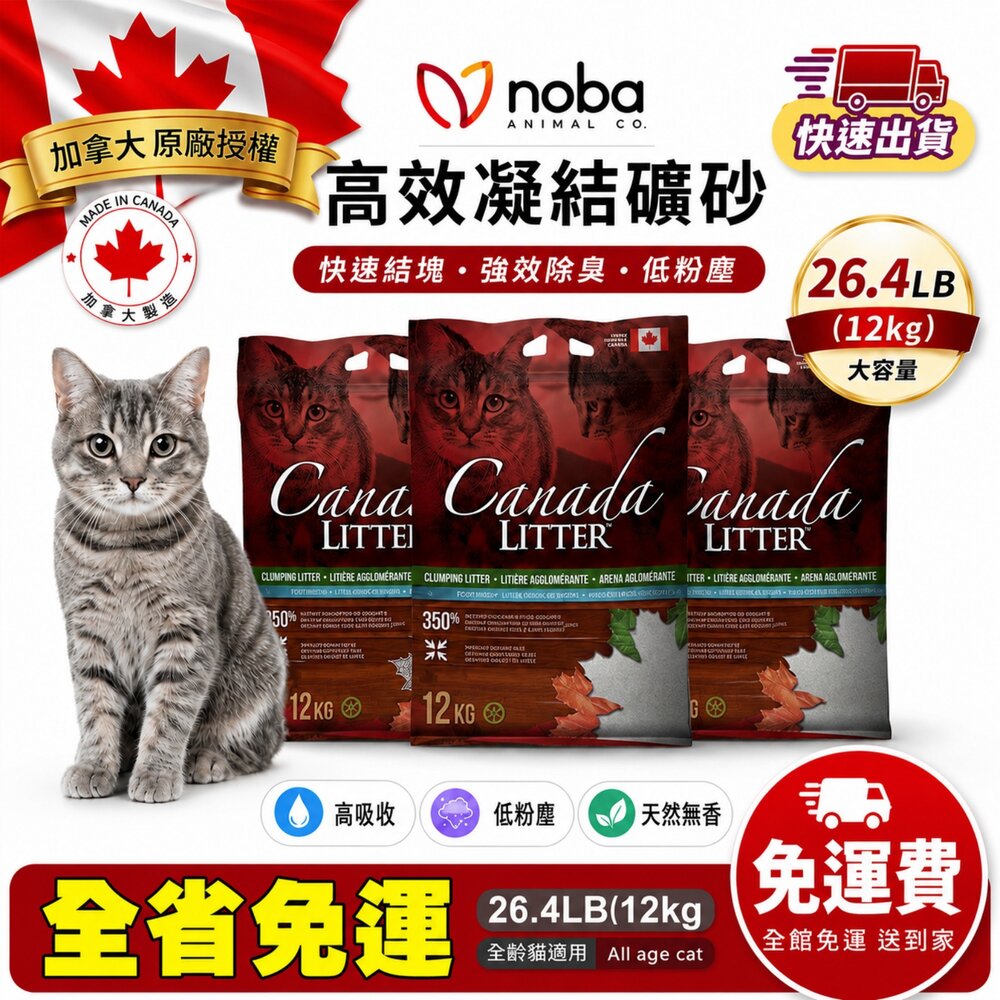 050100269-noba 高效凝結礦砂 26.4LB(12kg) 【免運】加拿大 藍鑽貓砂 礦砂 膨潤土 無塵細砂 貓砂『WANG』