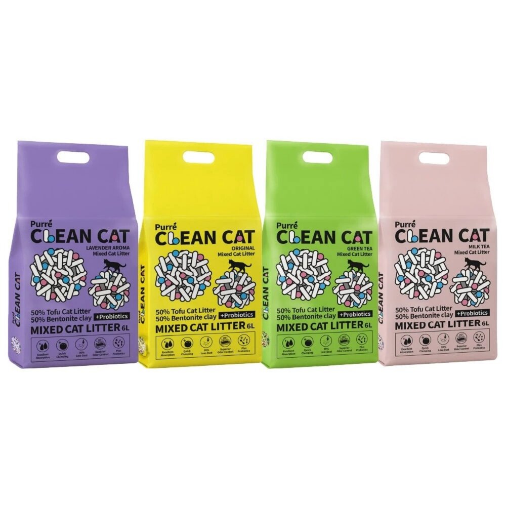 Purré Clean Cat 乾淨貓 豆腐砂+澎潤土混和貓砂 6L 添加益生菌 除臭 植物砂 豆腐砂 貓砂『WANG』-圖片-2