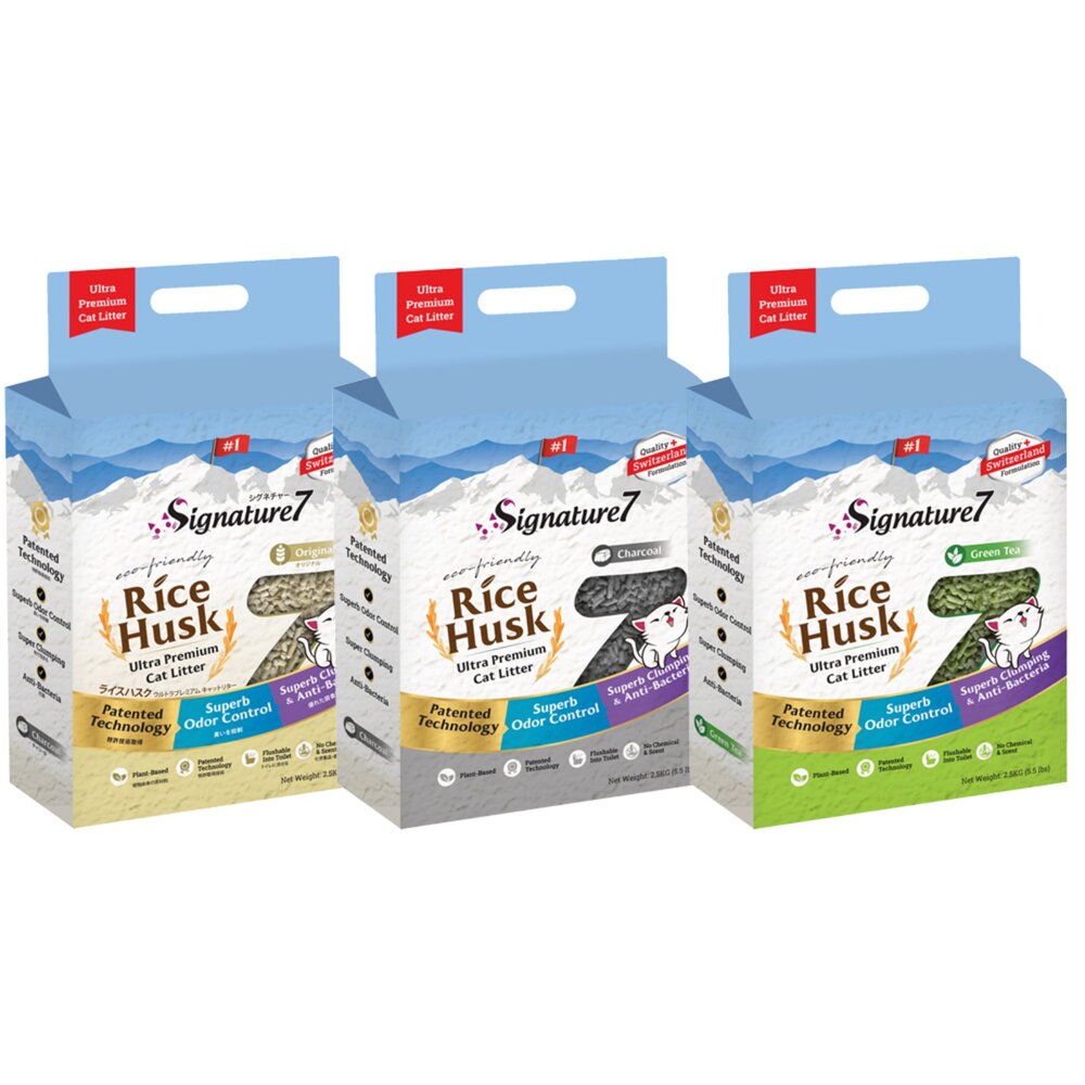 Signature7 心寵 天然稻殼貓砂 2.5kg【六包免運➕送贈品】除臭 可沖馬桶 稻殼砂 豆腐砂 貓砂『WANG』-圖片-1