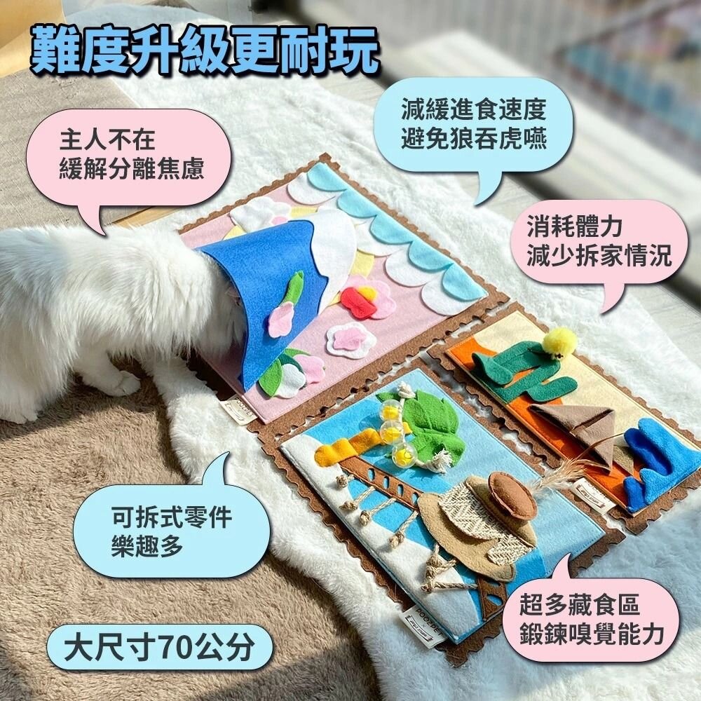 POOZPET 旅行日記貓用嗅聞墊 貓咪羽毛 藏食 貓薄荷 解悶玩具 貓玩具『WANG』-圖片-6