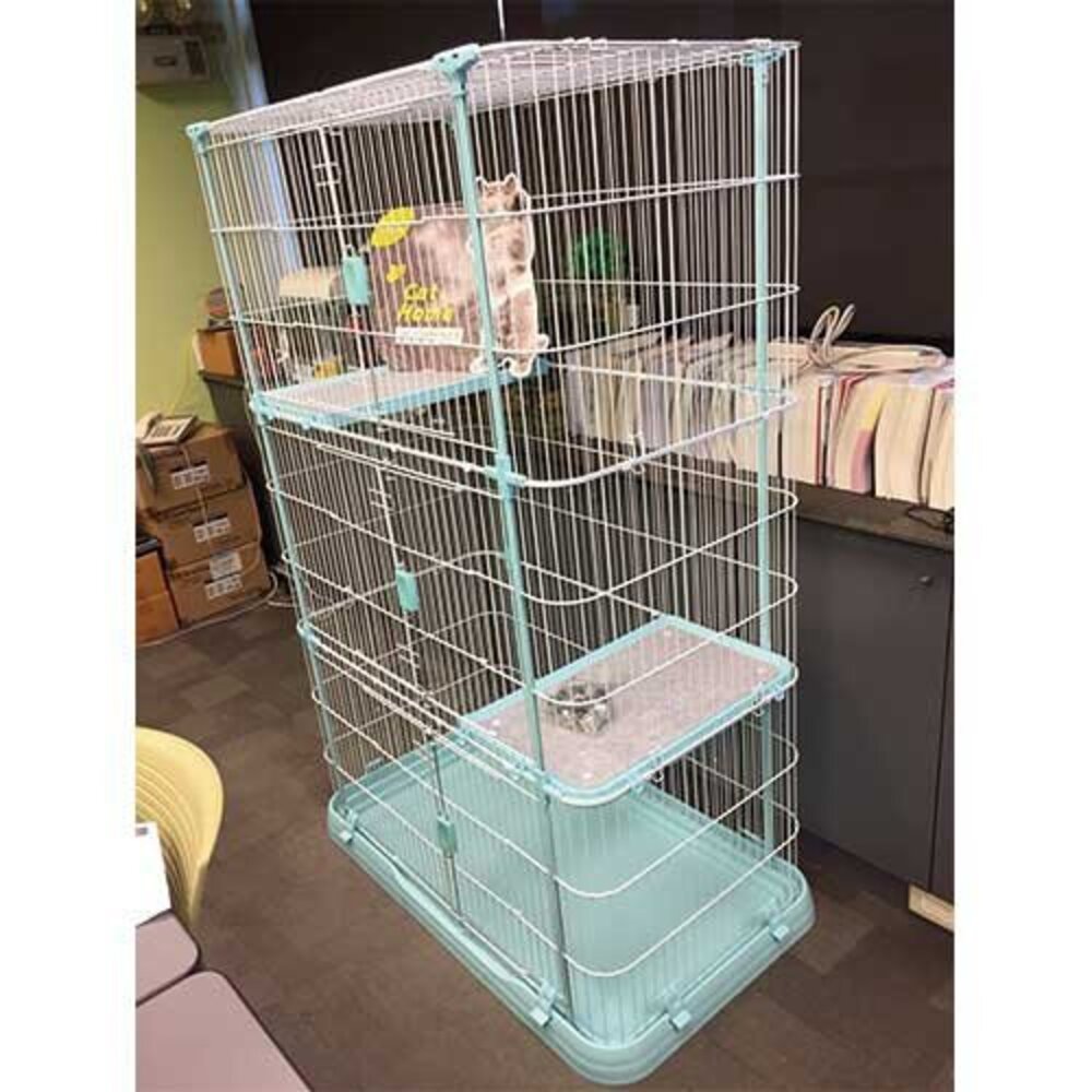 ChampE 喵星樂園貓用籠 CE500 灰/藍 空間寬敞多貓家庭使用『WANG』-圖片-1