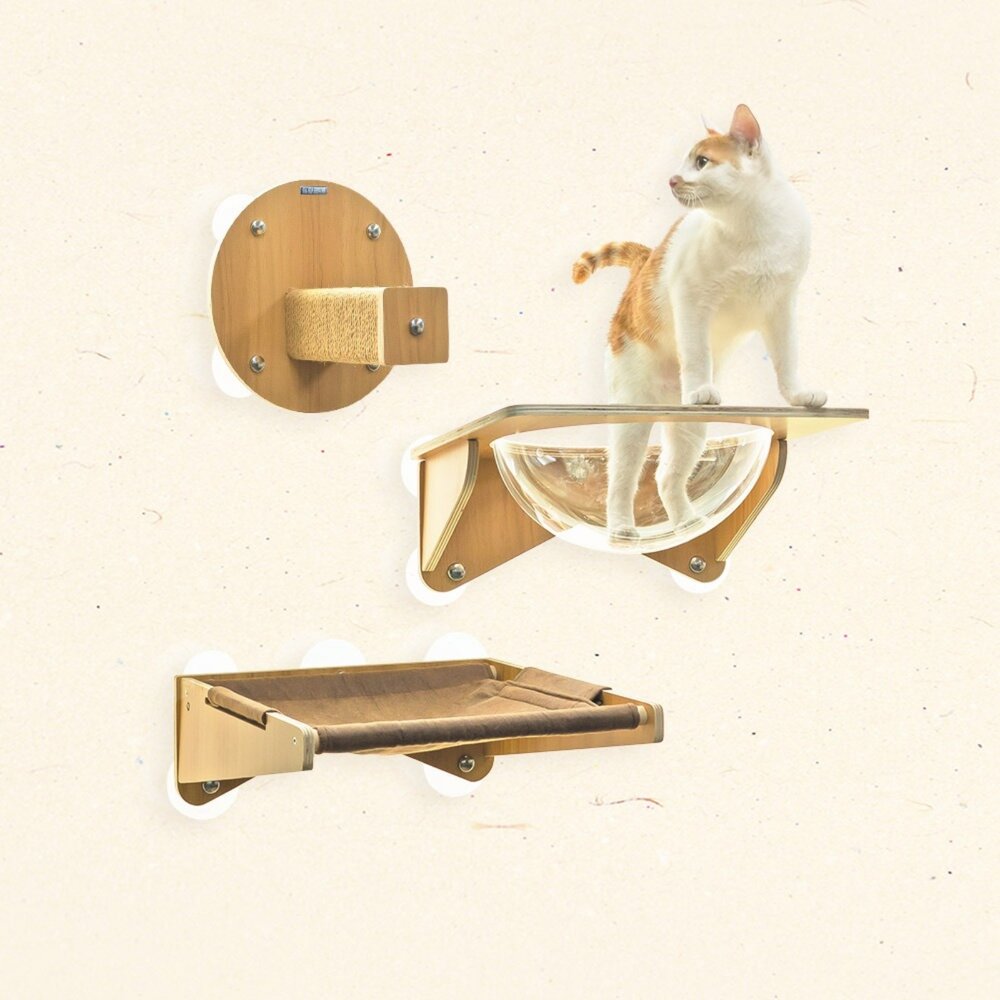 LitoMon 怪獸部落 漫步雲端 吸盤式貓吊床 貓窗台 防塵折疊碗 可摺疊收納 防塵碗 寵物餐碗 貓跳台『WANG』-圖片-1