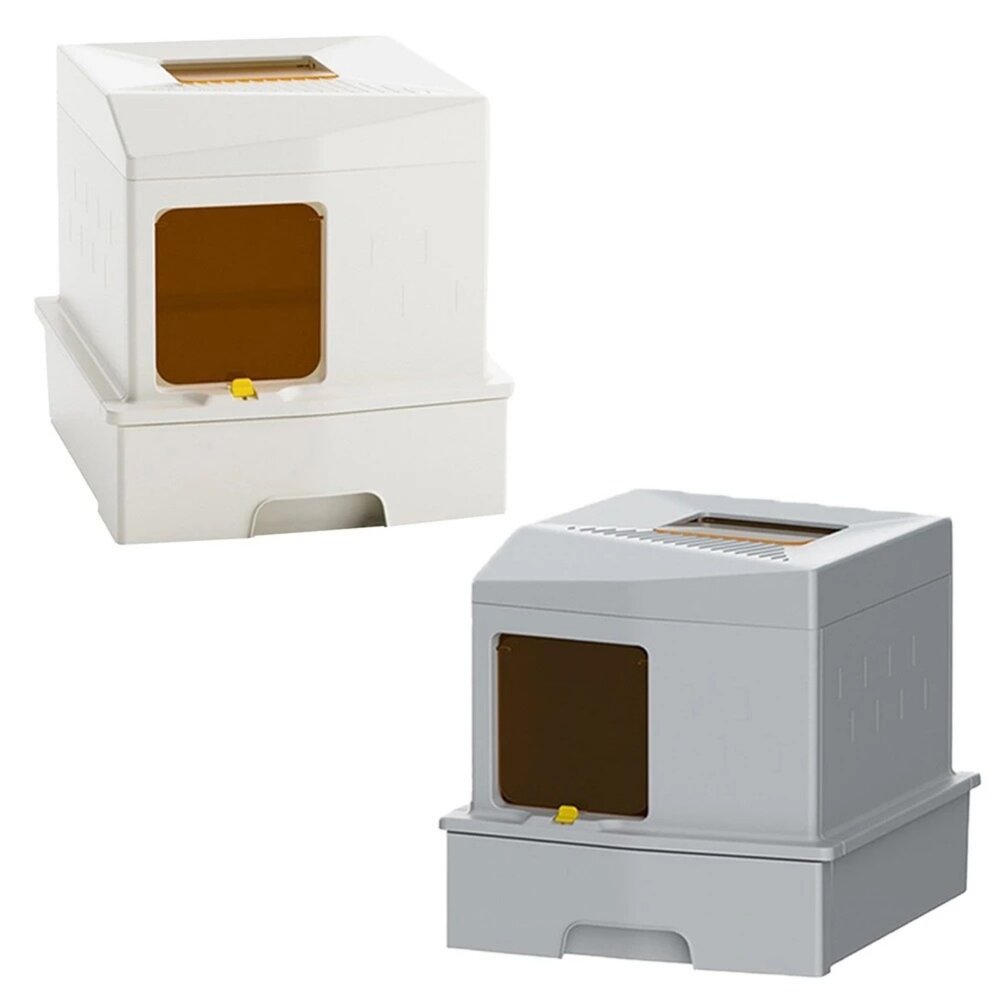 UrbanPaw 方寸頂出式超大全封閉貓砂盆|下進上出隔臭貓砂盆 白色/灰色 貓砂盆-圖片-1