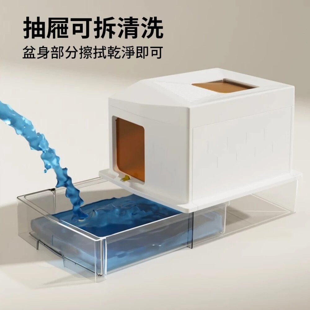 UrbanPaw 方寸頂出式超大全封閉貓砂盆|下進上出隔臭貓砂盆 白色/灰色 貓砂盆-圖片-4