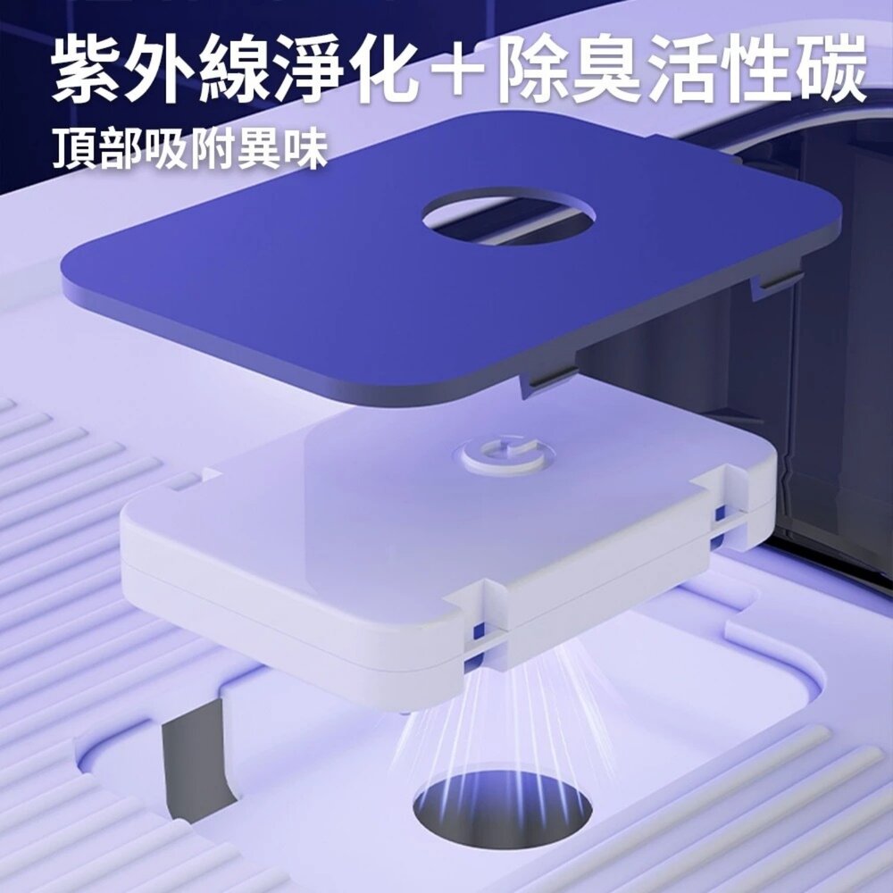 iCat 寵喵樂 精靈抽屜式全封閉紫外線貓砂盆|全封閉 抽屜式 雙門 除臭 貓廁所『WANG』-圖片-6