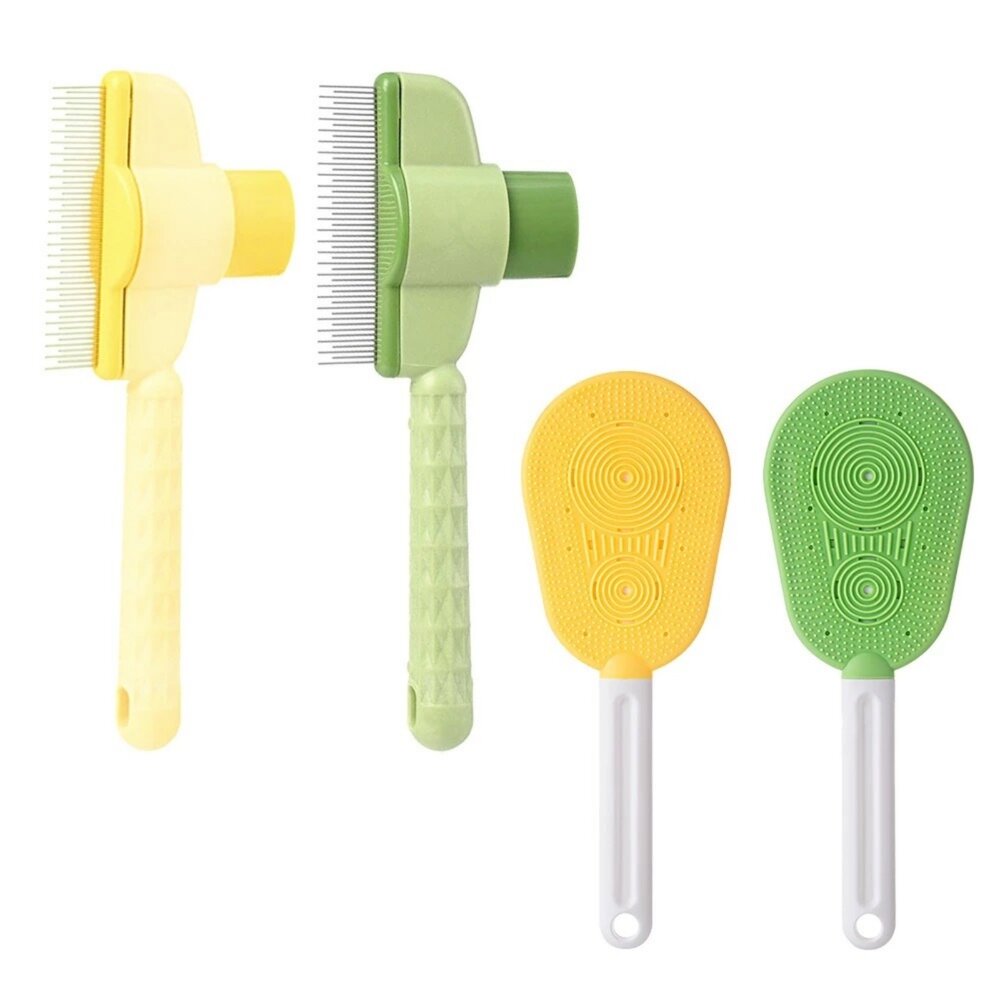 iCat 寵喵樂 輕巧除毛排梳 / 芭蕉按摩浮毛梳|貓狗通用 寵物梳 理毛梳 按摩梳 除毛 不打結 一鍵除毛『WANG』-圖片-1