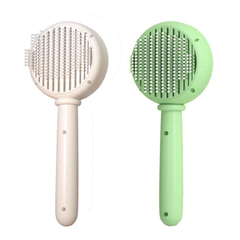 iCat 寵喵樂 圓形按摩針梳|貓狗通用 寵物梳 按摩梳 一鍵除毛 去浮毛 除廢毛 理毛梳子 不打結『WANG』-圖片-1