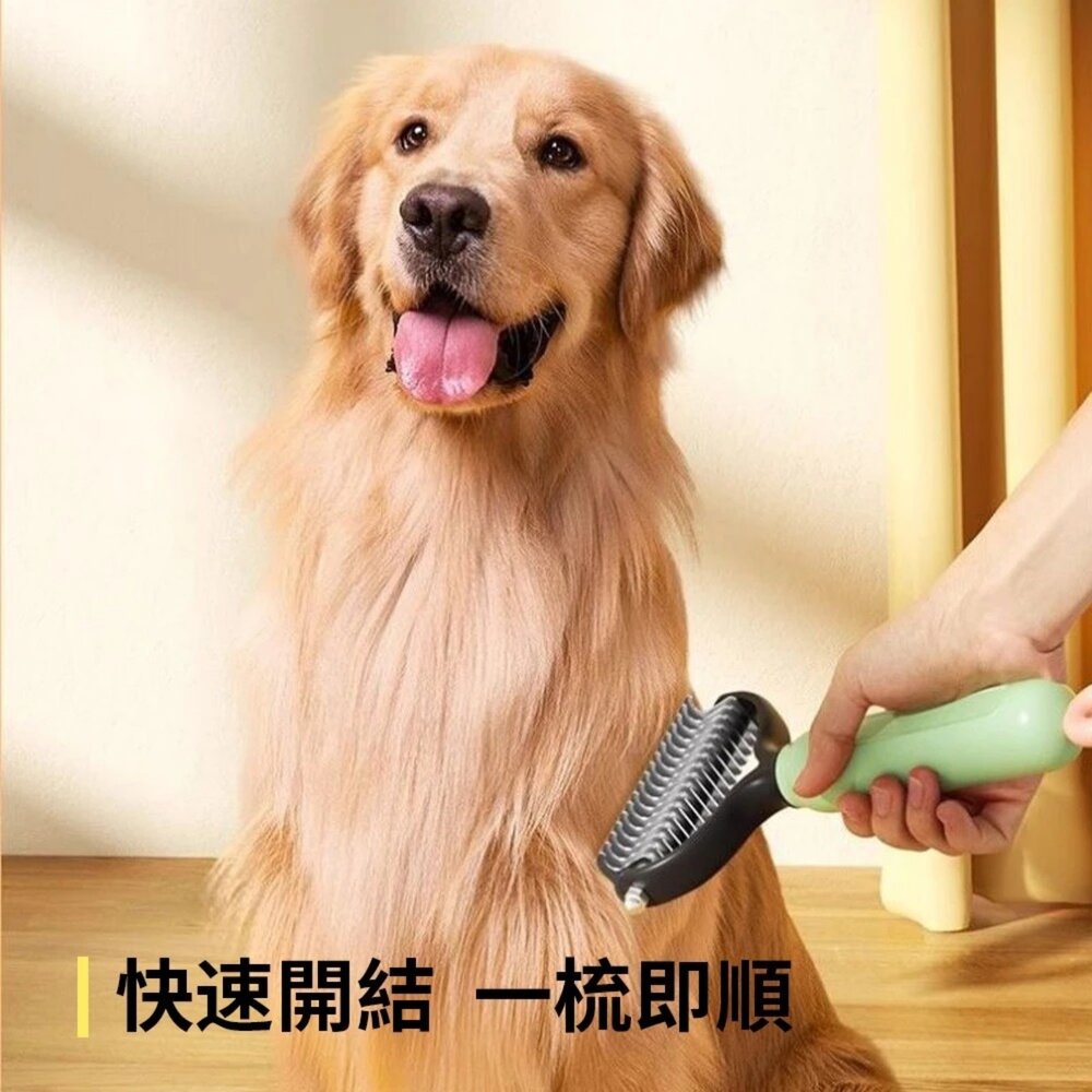 iCat 寵喵樂 除毛開結刀梳 (大/小) 貓狗通用 寵物梳 一鍵除毛 去浮毛 除廢毛 理毛梳 不銹鋼刀片『WANG』-圖片-3