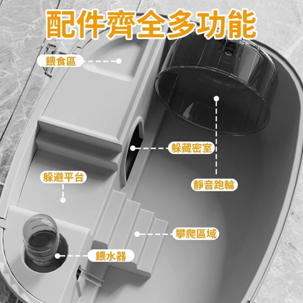 iCat 寵喵樂 豪華布丁倉鼠籠 (粉色) 加大空間 房越獄 運動跑輪 餵食餵水 遊戲 倉鼠屋 小動物提籠『WANG』-圖片-5