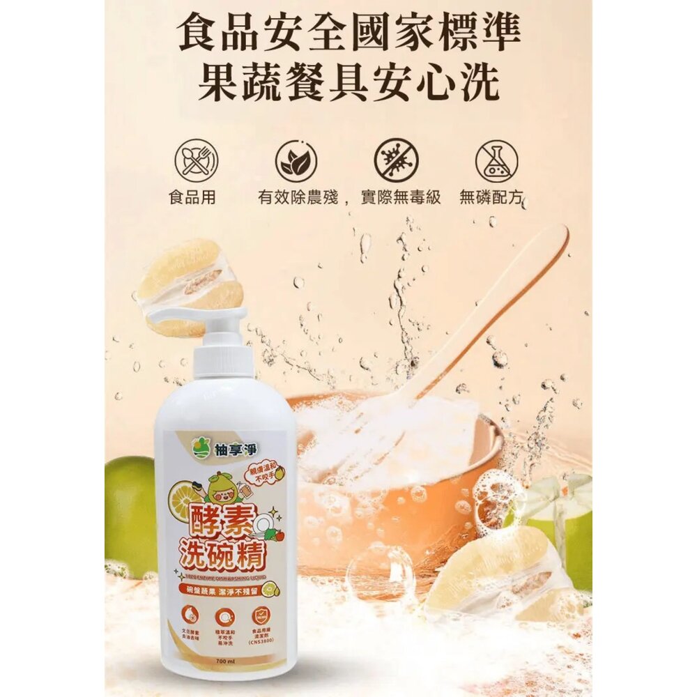 柚享淨 文旦酵素柚淨plus 洗碗精 700ml【3入組】(快速去油/清新去味//溫和不咬手/居家必備)『WANG』-圖片-9