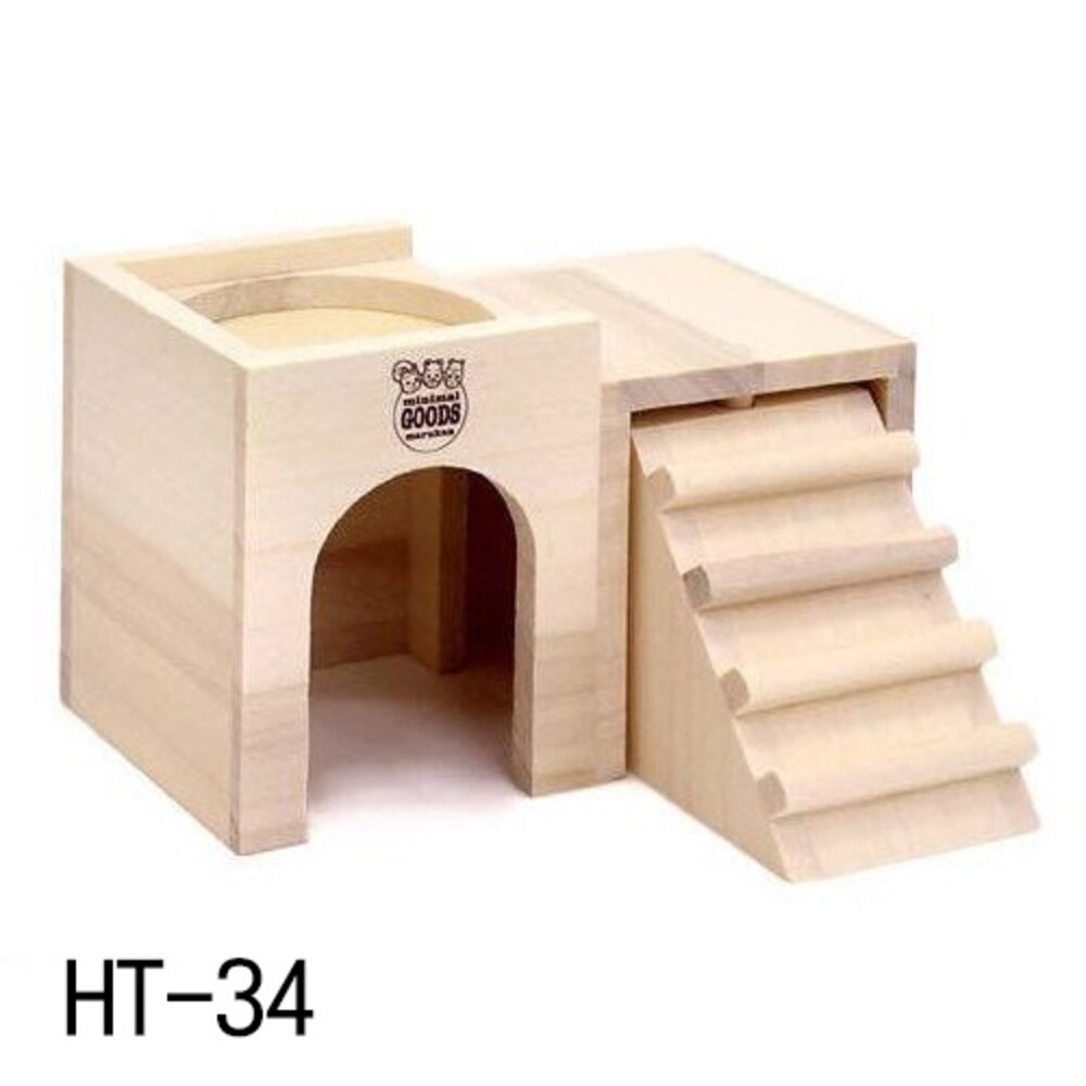 MARUKAN 鼠屋 城堡餐廳 小木屋 屋型飲水架 舒適屋附磨牙玩具座 木製組裝式套房『WANG』-圖片-4