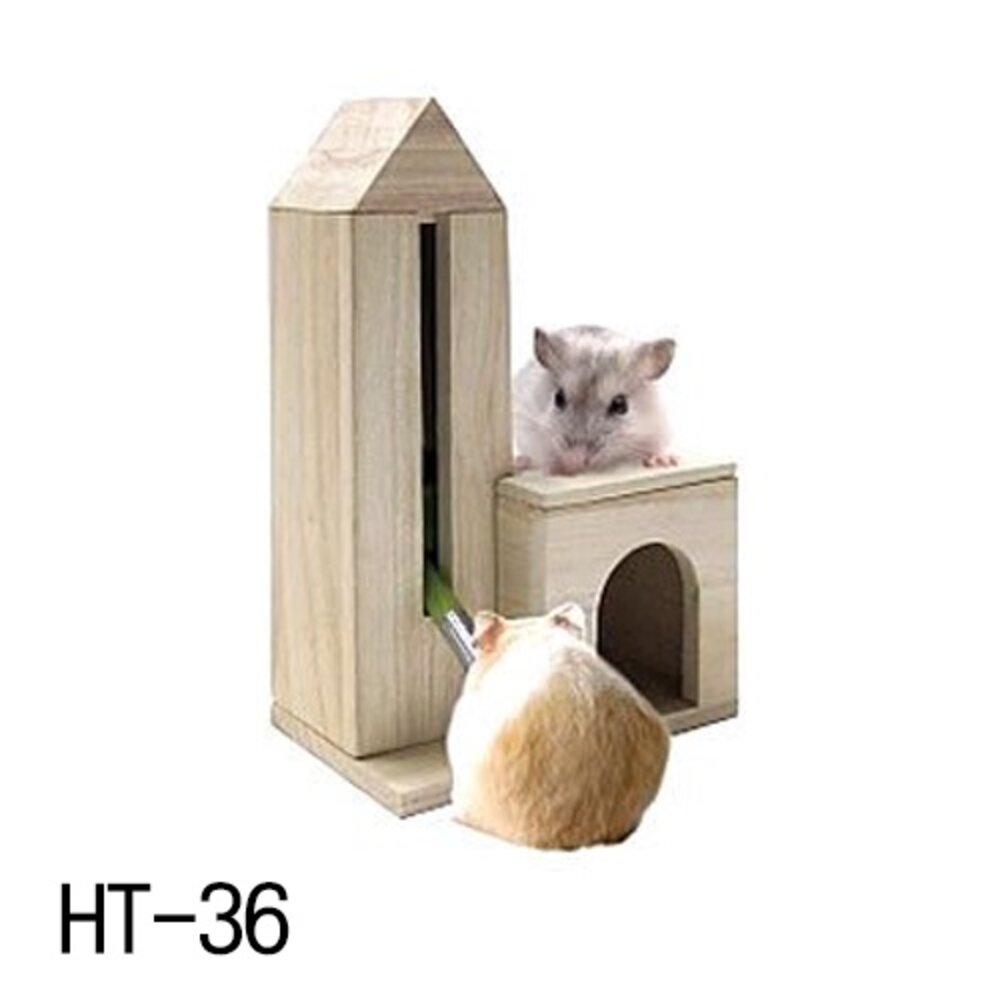 MARUKAN 鼠屋 城堡餐廳 小木屋 屋型飲水架 舒適屋附磨牙玩具座 木製組裝式套房『WANG』-圖片-5