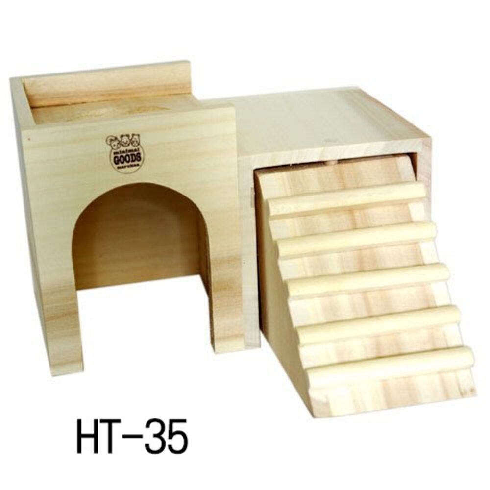 MARUKAN 鼠屋 城堡餐廳 小木屋 屋型飲水架 舒適屋附磨牙玩具座 木製組裝式套房『WANG』-圖片-8