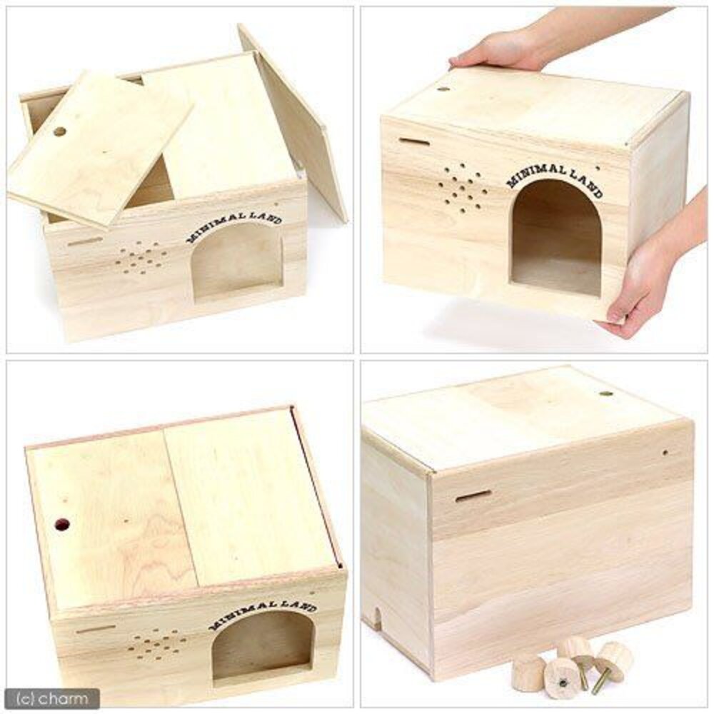 MARUKAN 鼠屋 城堡餐廳 小木屋 屋型飲水架 舒適屋附磨牙玩具座 木製組裝式套房『WANG』-圖片-9